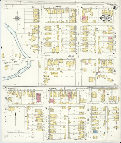 Sanborn Fire Insurance Map from Dennison, Tuscarawas County, Ohio (1921), Sheet #0006 - Historic Sanborn Fire Insurance Map Print, vintage old map wall art, antique decor, genealogy gift, Ohio Ohio map