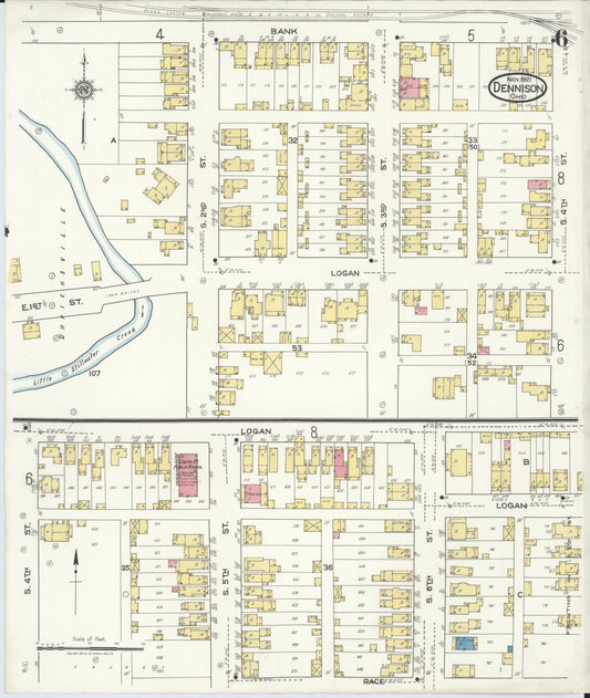 Sanborn Fire Insurance Map from Dennison, Tuscarawas County, Ohio (1921), Sheet #0006 - Historic Sanborn Fire Insurance Map Print, vintage old map wall art, antique decor, genealogy gift, Ohio Ohio map