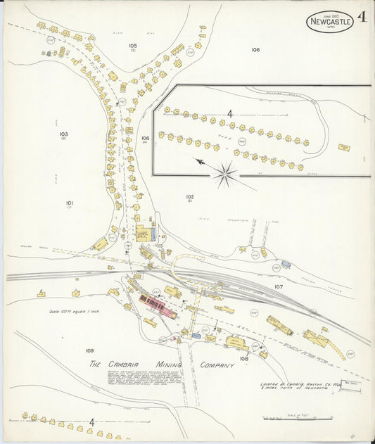 Sanborn Fire Insurance Map from Newcastle, Weston County, Wyoming (1903), Sheet #0004 - Historic Sanborn Fire Insurance Map Print, vintage old map wall art, antique decor, genealogy gift, Wyoming Wyoming map