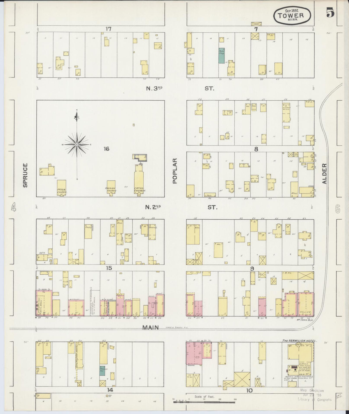Sanborn Fire Insurance Map from Tower, Saint Louis County, Minnesota (1892), Sheet #0005 - Historic Sanborn Fire Insurance Map Print, vintage old map wall art, antique decor, genealogy gift, Minnesota Minnesota map