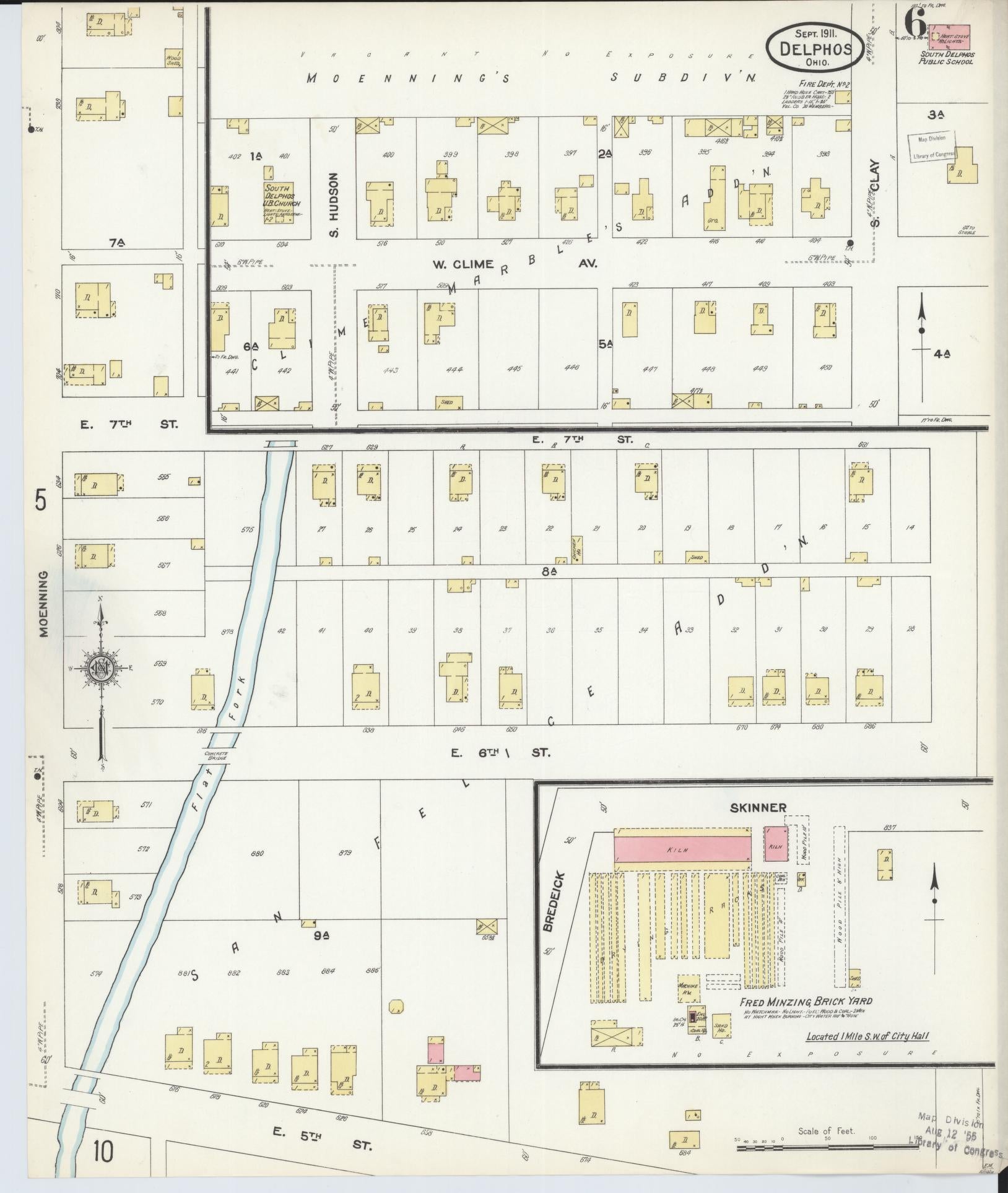 Sanborn Fire Insurance Map from Delphos, Van Wert And Allen Counties, Ohio (1911), Sheet #0006 - Historic Sanborn Fire Insurance Map Print, vintage old map wall art, antique decor, genealogy gift, Ohio Ohio map
