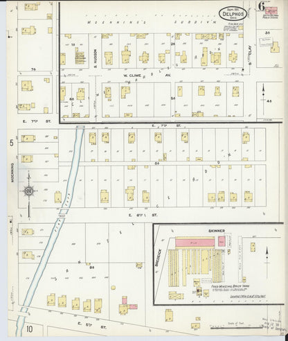 Sanborn Fire Insurance Map from Delphos, Van Wert And Allen Counties, Ohio (1911), Sheet #0006 - Historic Sanborn Fire Insurance Map Print, vintage old map wall art, antique decor, genealogy gift, Ohio Ohio map
