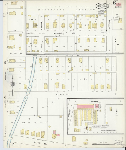 Sanborn Fire Insurance Map from Delphos, Van Wert And Allen Counties, Ohio (1911), Sheet #0006 - Historic Sanborn Fire Insurance Map Print, vintage old map wall art, antique decor, genealogy gift, Ohio Ohio map