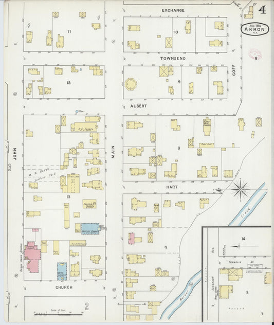 Sanborn Fire Insurance Map from Akron, Erie County, New York (1894), Sheet #0004 - Historic Sanborn Fire Insurance Map Print, vintage old map wall art, antique decor, genealogy gift, New York New York map