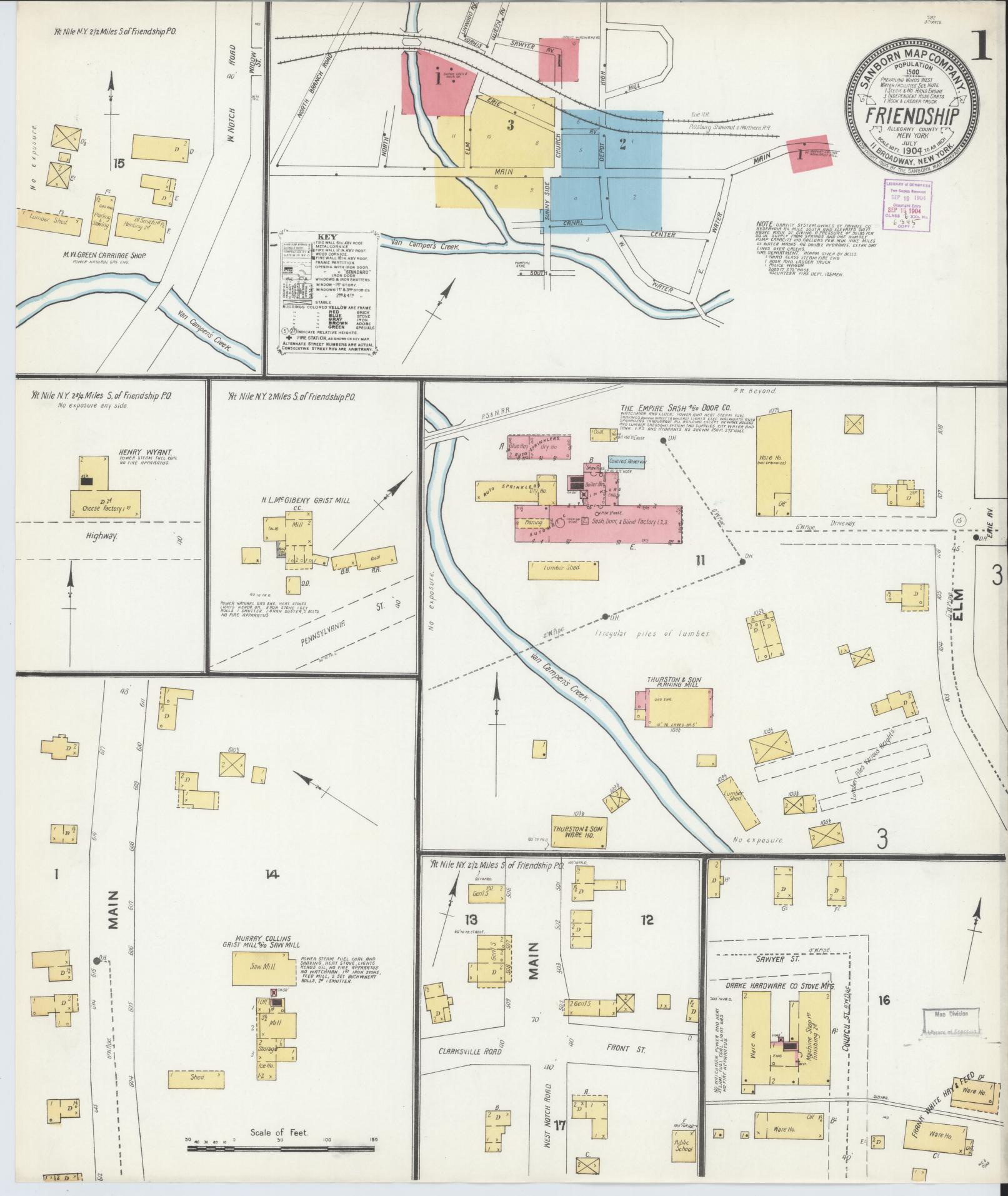 Sanborn Fire Insurance Map from Friendship, Allegany County, New York. (1904) – Historic Sanborn Fire Insurance Map Print