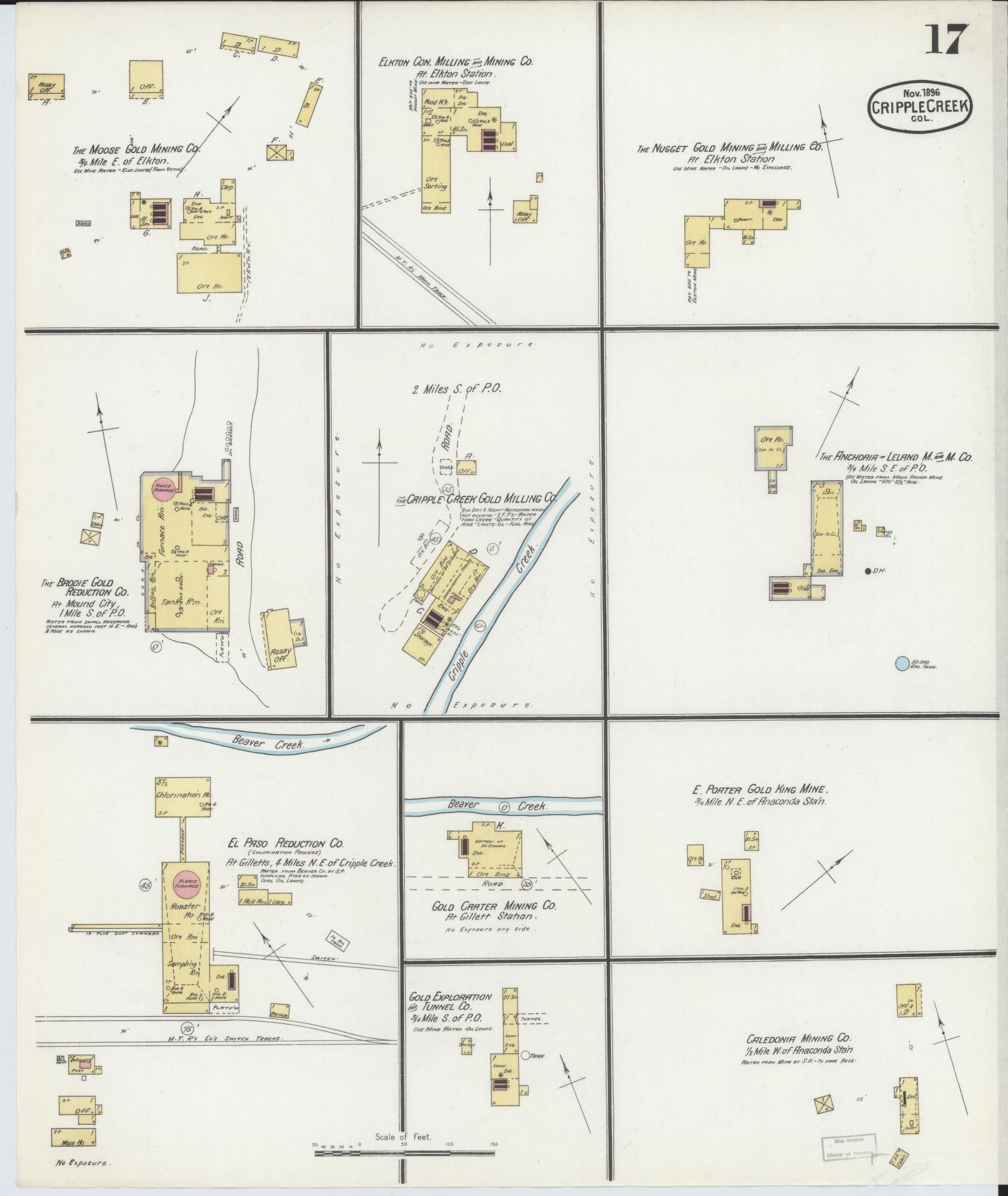 Sanborn Fire Insurance Map from Cripple Creek, Teller County, Colorado (1896), Sheet #0017 - Historic Sanborn Fire Insurance Map Print, vintage old map wall art, antique decor, genealogy gift, Colorado Colorado map