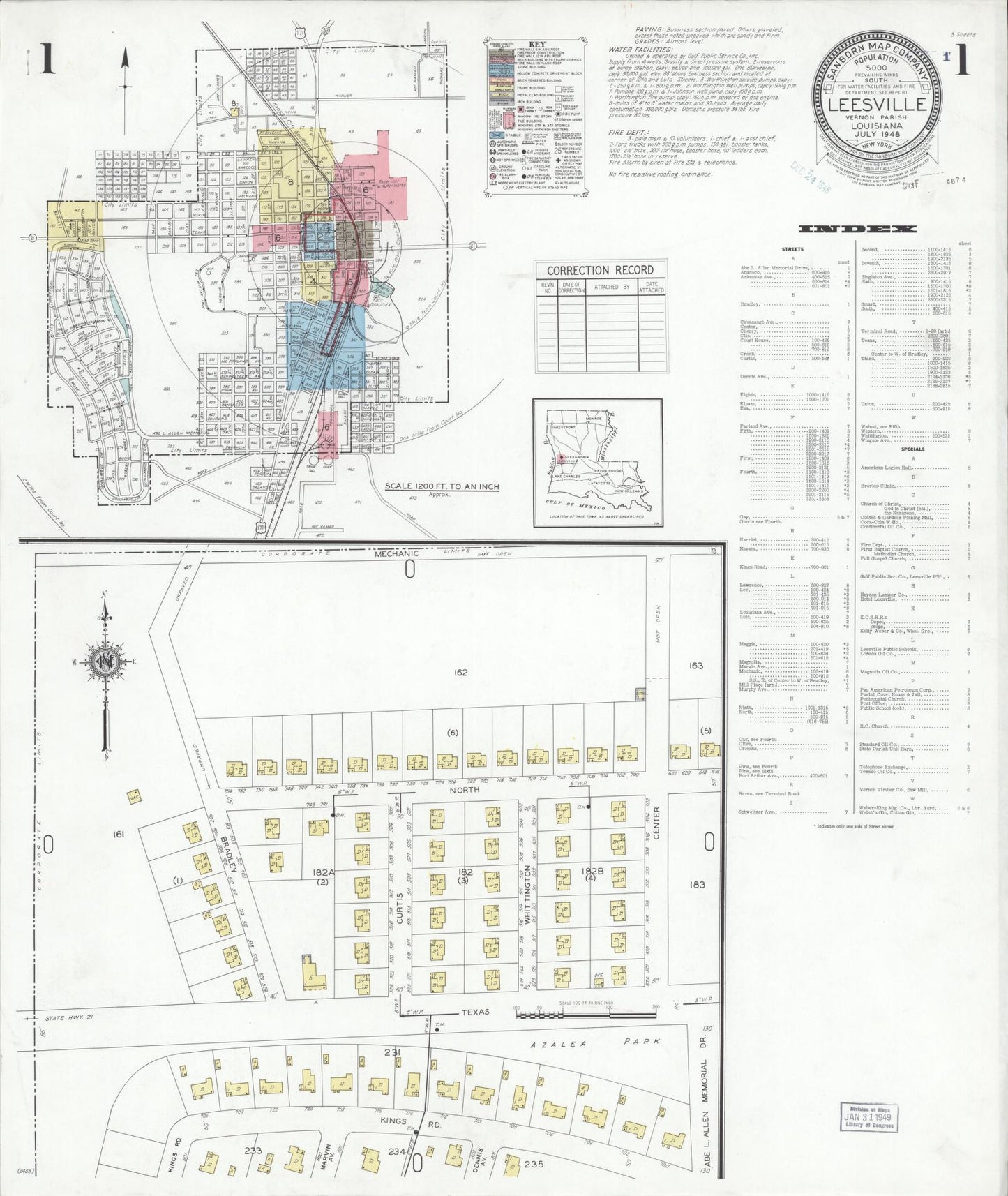Sanborn Fire Insurance Map from Leesville, Vernon Parish, Louisiana. (1948) – Historic Sanborn Fire Insurance Map Print