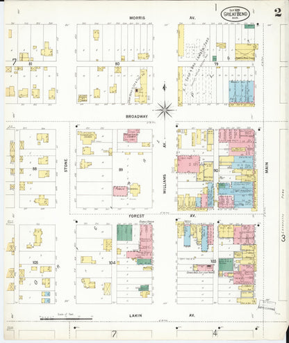 Sanborn Fire Insurance Map from Great Bend, Barton County, Kansas (1899), Sheet #0002 - Complete Map Set gallery image, historic Sanborn map, vintage wall art, Kansas Kansas
