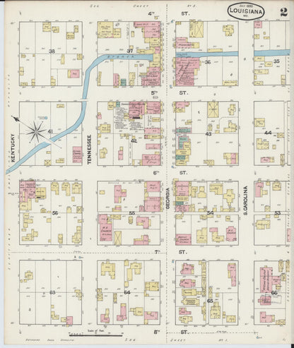 Sanborn Fire Insurance Map from Louisiana, Pike County, Missouri (1890), Sheet #0002 - Complete Map Set gallery image, historic Sanborn map, vintage wall art, Missouri Missouri