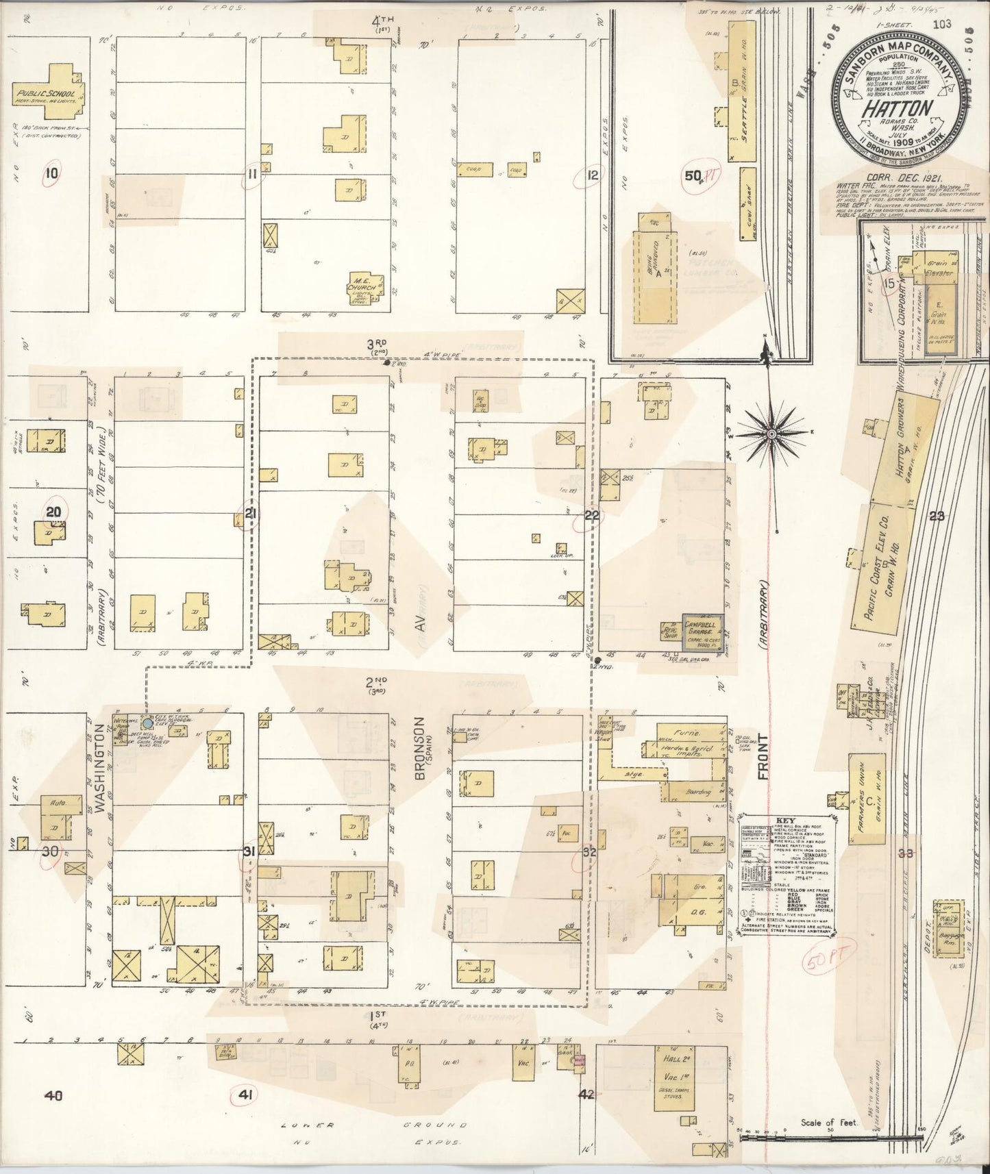 Sanborn Fire Insurance Map from Hatton, Adams County, Washington (1921), Sheet #0001 - Historic Sanborn Fire Insurance Map Print, vintage old map wall art, antique decor, genealogy gift, Washington Washington map