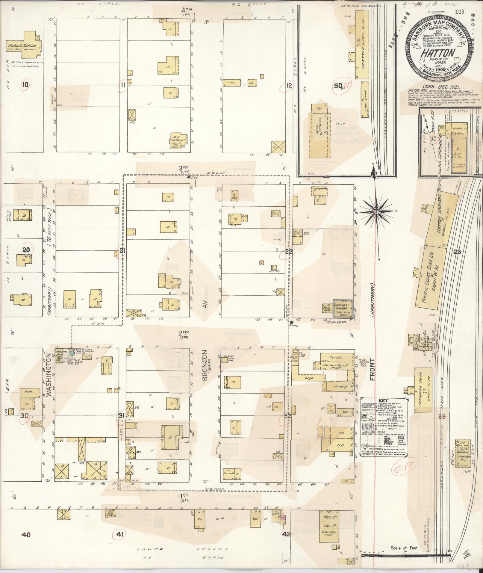 Sanborn Fire Insurance Map from Hatton, Adams County, Washington (1921), Sheet #0001 - Historic Sanborn Fire Insurance Map Print, vintage old map wall art, antique decor, genealogy gift, Washington Washington map