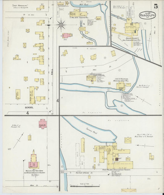 Sanborn Fire Insurance Map from Randolph, Cattaraugus County, New York (1897), Sheet #0005 - Historic Sanborn Fire Insurance Map Print, vintage old map wall art, antique decor, genealogy gift, New York New York map