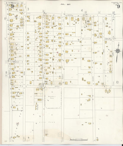Sanborn Fire Insurance Map from Commerce, Hunt County, Texas (1940), Sheet #0009 - Historic Sanborn Fire Insurance Map Print, vintage old map wall art, antique decor, genealogy gift, Texas Texas map