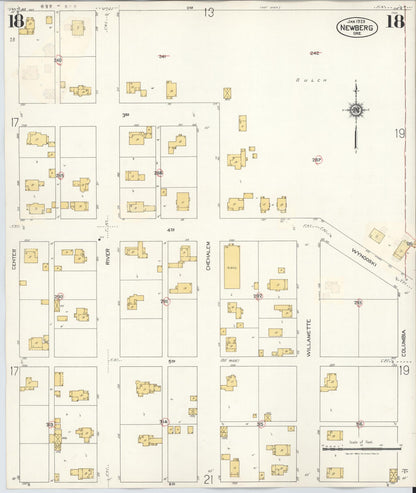 Sanborn Fire Insurance Map from Newberg, Yamhill County, Oregon (1934), Sheet #0018 - Complete Map Set gallery image, historic Sanborn map, vintage wall art, Oregon Oregon