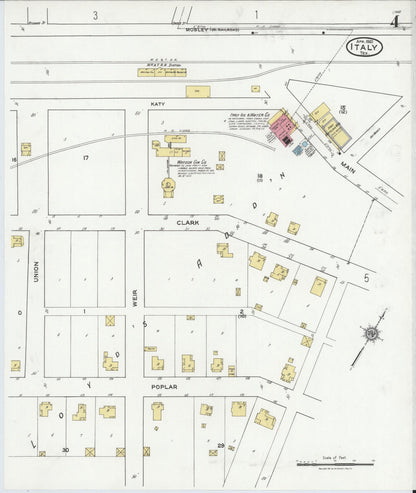 Sanborn Fire Insurance Map from Italy, Ellis County, Texas (1921), Sheet #0004 - Historic Sanborn Fire Insurance Map Print, vintage old map wall art, antique decor, genealogy gift, Texas Texas map