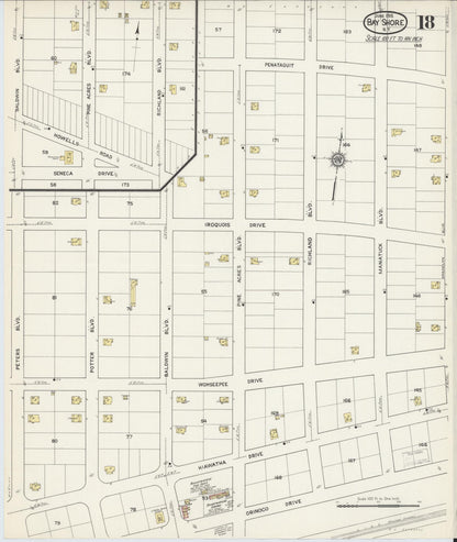 Sanborn Fire Insurance Map from Bay Shore, Suffolk County, New York (1915), Sheet #0018 - Complete Map Set gallery image, historic Sanborn map, vintage wall art, New York New York