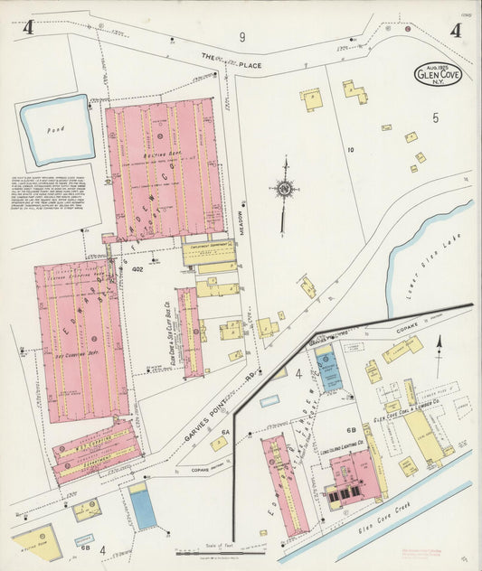 Sanborn Fire Insurance Map from Glen Cove, Nassau County, New York (1925), Sheet #0004 - Historic Sanborn Fire Insurance Map Print, vintage old map wall art, antique decor, genealogy gift, New York New York map