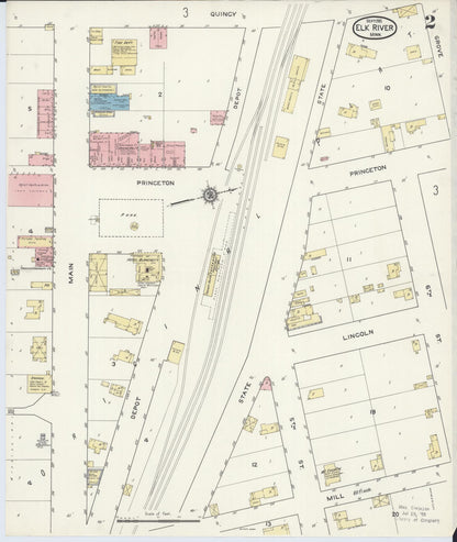 Sanborn Fire Insurance Map from Elk River, Sherburne County, Minnesota (1915), Sheet #0002 - Complete Map Set gallery image, historic Sanborn map, vintage wall art, Minnesota Minnesota