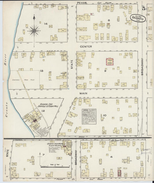Sanborn Fire Insurance Map from Oconto, Oconto County, Wisconsin (1883), Sheet #0005 - Historic Sanborn Fire Insurance Map Print, vintage old map wall art, antique decor, genealogy gift, Wisconsin Wisconsin map
