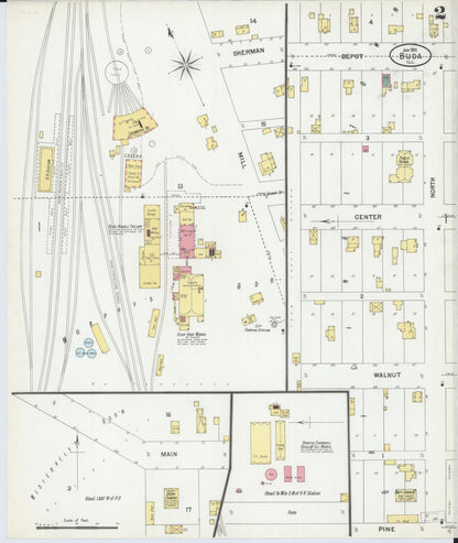 Sanborn Fire Insurance Map from Buda, Bureau County, Illinois (1901), Sheet #0002 - Complete Map Set gallery image, historic Sanborn map, vintage wall art, Illinois Illinois