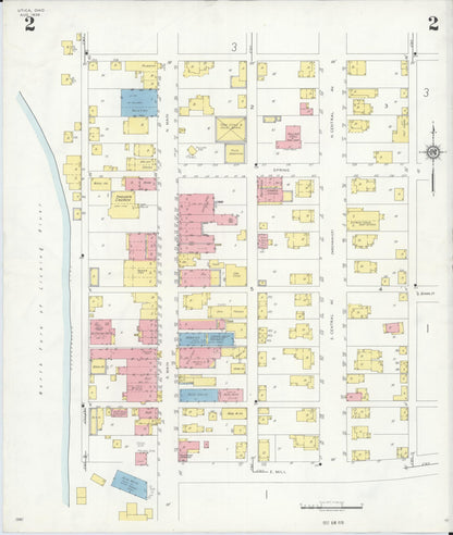Sanborn Fire Insurance Map from Utica, Licking County, Ohio (1936), Sheet #0002 - Historic Sanborn Fire Insurance Map Print, vintage old map wall art, antique decor, genealogy gift, Ohio Ohio map