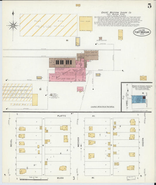 Sanborn Fire Insurance Map from Fort Morgan, Morgan County, Colorado (1908), Sheet #0005 - Historic Sanborn Fire Insurance Map Print, vintage old map wall art, antique decor, genealogy gift, Colorado Colorado map