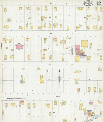 Sanborn Fire Insurance Map from Menasha, Winnebago County, Wisconsin (1900), Sheet #0012 - Complete Map Set gallery image, historic Sanborn map, vintage wall art, Wisconsin Wisconsin