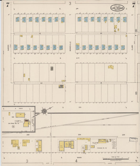 Sanborn Fire Insurance Map from Las Vegas, Clark County, Nevada (1923), Sheet #0007 - Historic Sanborn Fire Insurance Map Print, vintage old map wall art, antique decor, genealogy gift, Nevada Nevada map