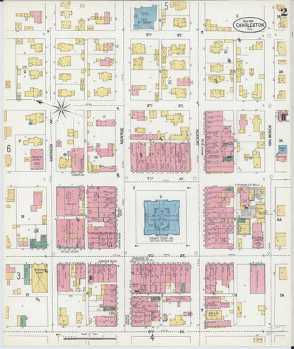 Sanborn Fire Insurance Map from Charleston, Coles County, Illinois (1902), Sheet #0002 - Complete Map Set gallery image, historic Sanborn map, vintage wall art, Illinois Illinois