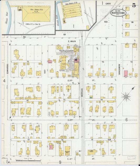 Sanborn Fire Insurance Map from Beardstown, Cass County, Illinois (1900), Sheet #0005 - Historic Sanborn Fire Insurance Map Print, vintage old map wall art, antique decor, genealogy gift, Illinois Illinois map