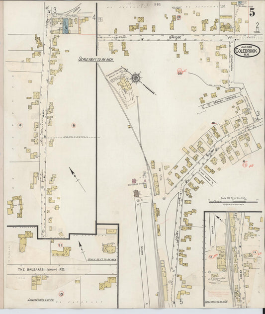 Sanborn Fire Insurance Map from Colebrook, Coos County, New Hampshire (1945), Sheet #0005 - Historic Sanborn Fire Insurance Map Print, vintage old map wall art, antique decor, genealogy gift, New Hampshire New Hampshire map