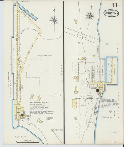 Sanborn Fire Insurance Map from Cheboygan, Cheboygan County, Michigan (1890), Sheet #0011 - Complete Map Set gallery image, historic Sanborn map, vintage wall art, Michigan Michigan
