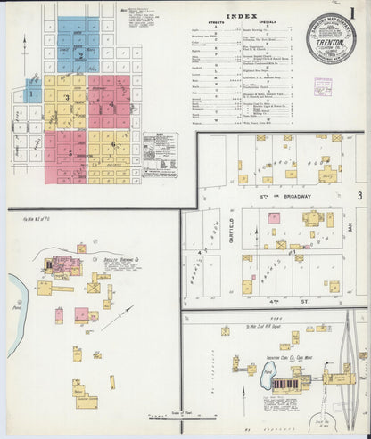 Sanborn Fire Insurance Map from Trenton, Clinton County, Illinois (1906), Sheet #0001 - Historic Sanborn Fire Insurance Map Print, vintage old map wall art, antique decor, genealogy gift, Illinois Illinois map