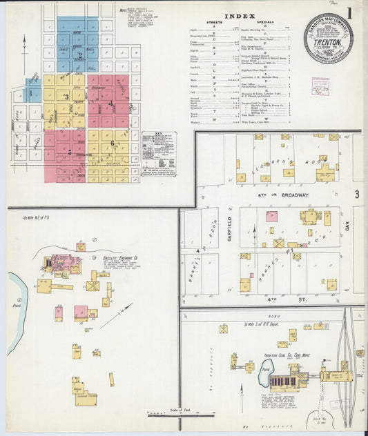 Sanborn Fire Insurance Map from Trenton, Clinton County, Illinois (1906), Sheet #0001 - Historic Sanborn Fire Insurance Map Print, vintage old map wall art, antique decor, genealogy gift, Illinois Illinois map