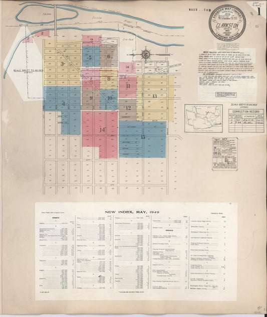 Sanborn Fire Insurance Map from Clarkston, Asotin County, Washington (1949), Sheet #0001 - Complete Map Set gallery image, historic Sanborn map, vintage wall art, Washington Washington