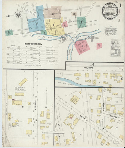 Sanborn Fire Insurance Map from Danielson, Windham County, Connecticut (1897), Sheet #0001 - Complete Map Set gallery image, historic Sanborn map, vintage wall art, Connecticut Connecticut