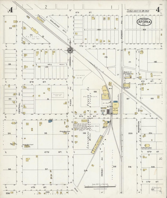 Sanborn Fire Insurance Map from Apopka, Orange County, Florida (1924), Sheet #0004 - Historic Sanborn Fire Insurance Map Print, vintage old map wall art, antique decor, genealogy gift, Florida Florida map