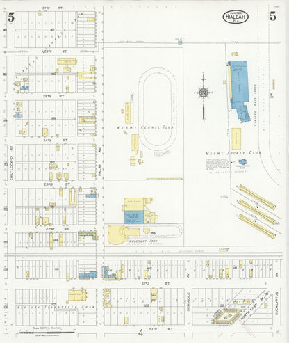 Sanborn Fire Insurance Map from Hialeah, Dade County, Florida (1926), Sheet #0005 - Historic Sanborn Fire Insurance Map Print, vintage old map wall art, antique decor, genealogy gift, Florida Florida map
