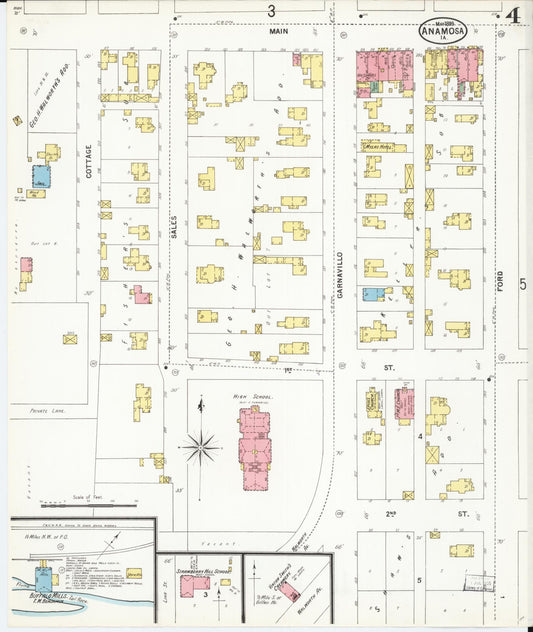 Sanborn Fire Insurance Map from Anamosa, Jones County, Iowa (1899), Sheet #0004 - Historic Sanborn Fire Insurance Map Print, vintage old map wall art