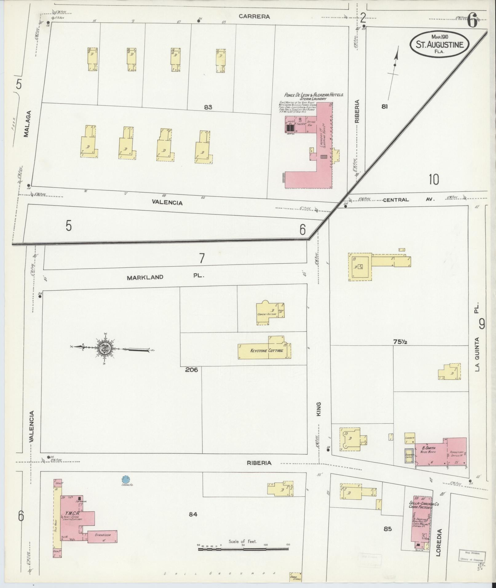 Sanborn Fire Insurance Map from Saint Augustine, Saint John's County, Florida (1910), Sheet #0006 - Historic Sanborn Fire Insurance Map Print, vintage old map wall art, antique decor, genealogy gift, Florida Florida map