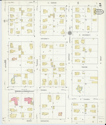 Sanborn Fire Insurance Map from Harvard, McHenry County, Illinois (1912), Sheet #0005 - Historic Sanborn Fire Insurance Map Print, vintage old map wall art, antique decor, genealogy gift, Illinois Illinois map
