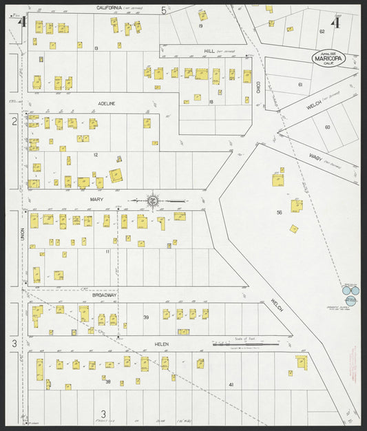 Sanborn Fire Insurance Map from Maricopa, Kern County, California (1926), Sheet #0004 - Historic Sanborn Fire Insurance Map Print, vintage old map wall art, antique decor, genealogy gift, California California map