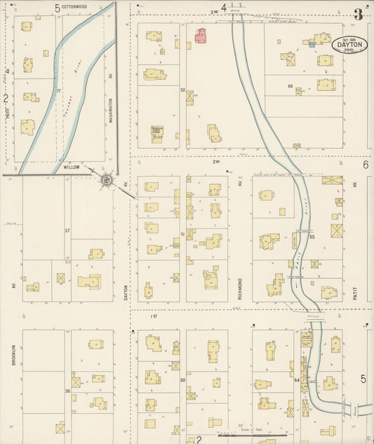Sanborn Fire Insurance Map from Dayton, Columbia County, Washington (1916), Sheet #0003 - Historic Sanborn Fire Insurance Map Print, vintage old map wall art, antique decor, genealogy gift, Washington Washington map