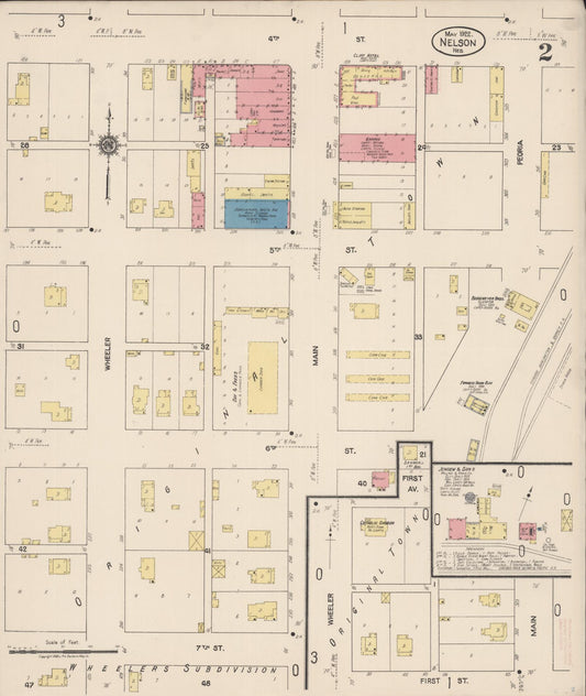 Sanborn Fire Insurance Map from Nelson, Nuckolls County, Nebraska (1922), Sheet #0002 - Historic Sanborn Fire Insurance Map Print, vintage old map wall art, antique decor, genealogy gift, Nebraska Nebraska map