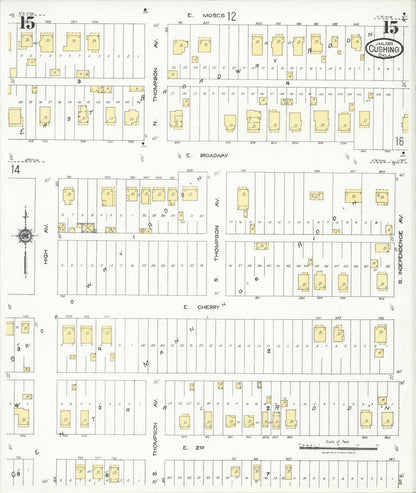 Sanborn Fire Insurance Map from Cushing, Payne County, Oklahoma (1924), Sheet #0015 - Complete Map Set gallery image, historic Sanborn map, vintage wall art, Oklahoma Oklahoma