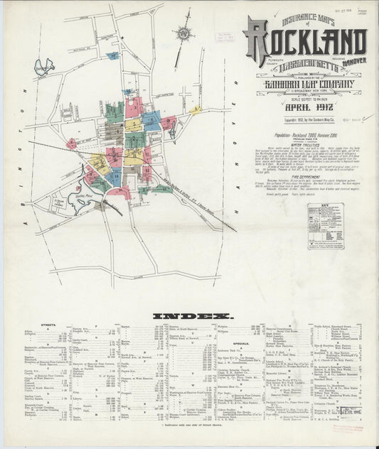 Sanborn Fire Insurance Map from Rockland, Plymouth County, Massachusetts. (1912) – Historic Sanborn Fire Insurance Map Print