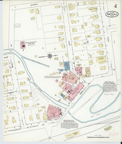 Sanborn Fire Insurance Map from Northville, Wayne County, Michigan (1914), Sheet #0004 - Historic Sanborn Fire Insurance Map Print, vintage old map wall art, antique decor, genealogy gift, Michigan Michigan map
