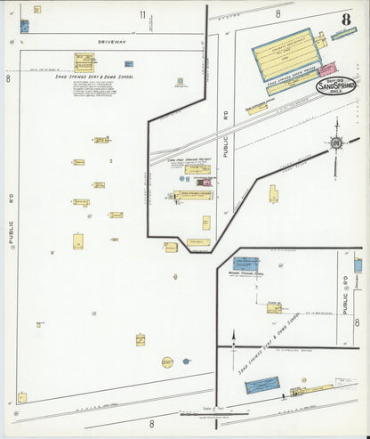 Sanborn Fire Insurance Map from Sand Springs, Tulsa County, Oklahoma (1919), Sheet #0008 - Complete Map Set gallery image, historic Sanborn map, vintage wall art, Oklahoma Oklahoma