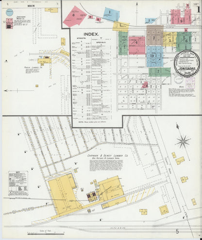 Sanborn Fire Insurance Map from Jonesboro, Craighead County, Arkansas (1901), Sheet #0001 - Complete Map Set gallery image, historic Sanborn map, vintage wall art, Arkansas Arkansas