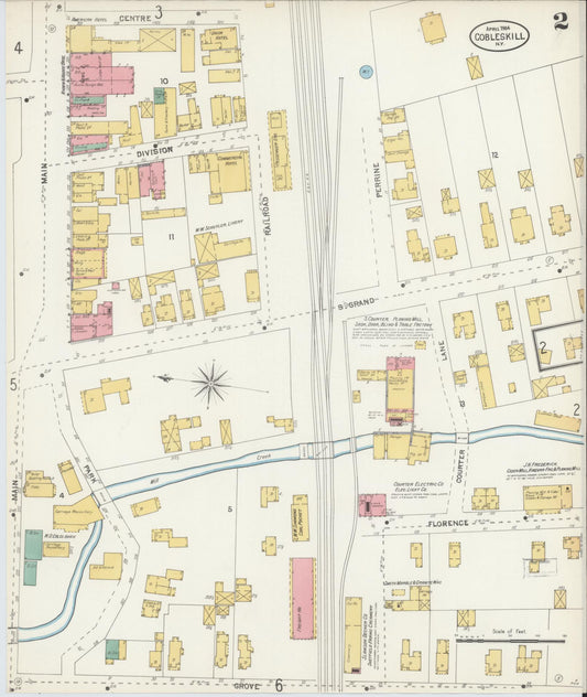 Sanborn Fire Insurance Map from Cobleskill, Schoharie County, New York (1904), Sheet #0002 - Historic Sanborn Fire Insurance Map Print, vintage old map wall art, antique decor, genealogy gift, New York New York map